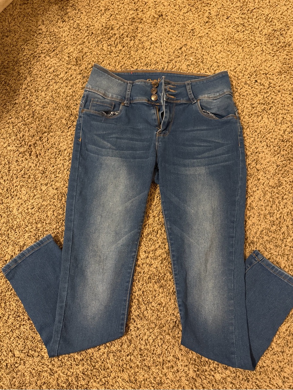 BAMBOO Women's Skinny Stretch Jeans in Dark Blue Wash